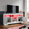High Gloss 2 Door TV Unit Cabinet 135cm White TV Stand Sideboard Entertainment