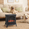 Electric Fireplace Heater Black Stove w/ LED Flame Effect Freestanding Black