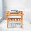Slatted Bamboo Shower Bench Storage Seat Stool w/ Shelf Safe Comfortable Bath