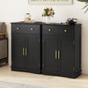 Floor Storage Cabinet Modern Buffet Sideboard with Drawer & Doors-Black