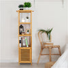 Tall Bamboo Bathroom Storage Cabinet Unit Cupboard with 3 Open Shelves