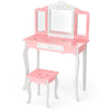 Kids Vanity Table & Chair Set Children Makeup Dressing Table with Mirror