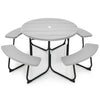 8 person Round Picnic Table Bench Set Outdoor Circular Picnic Table W/4 Benches