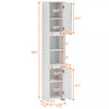 White Bathroom Cabinet 2 Door 6 Shelves Storage Makeup With Mirror Free Standing
