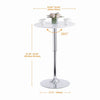 Round White MDF Top Silver Chromed Base Bar Table Pub Table Height Adjustable