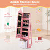 Children Jewelry Organizer Kids Jewelry Cabinet with Full-Length Mirror-Pink