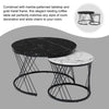 Round Coffee Table Set of 2 Stacking Side End Table Nesting Tables Marble Effect