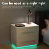 LED Nightstand With Charging Station and 2 Drawers - High Gloss Bedside Table