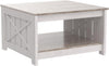 Wood Coffee Table with Storage Square for Living Room Modern Rustic Washed Grey
