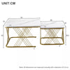 Set of 2 Fuax Marble Nesting Coffee Table Square Side End Tables with Metal Legs