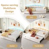 Day Bed LED Upholstered 3ft Single Sofa Bed with Trundle Bed Velvet Fabric Bed