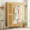Garment Rack Bamboo Clothing Rack with Hanging Rod Storage Shelf Drawers