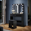Dressing Table Makeup Desk with LED Light Mirror Drawer Stool Bedroom Vanity Set