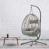 Hanging Rattan Basket Swing Chair Indoor Outdoor Egg Chair Seat Cushion w/ Stand