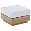 Coffee Table 360° Rotating Modern Square Table With 2 Drawers Storage White+Oak