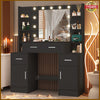 Dressing Table with LED Mirror Modern Makeup Desk Vanity Drawer Cabinet Shelves