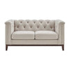 Dusk Chesterfield Stone Matte Velvet & Ash Wood Quilted 2 Seater Sofa RRP £479