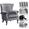 Velvet Upholstered Single Sofa Armchair Occasional Accent Chair Scalloped Back