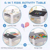 Kids Table and Chair Set 4-in-1 Wooden Activity Table and 2 Chairs for Drawing