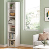 Tall Narrow Bookcase, 180 cm Modern Corner Bookcase with Storage, 6 Tier Shelves