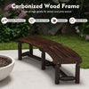 2-Person Garden Bench Rustic Carbonized Wood Curved Patio Bench 325kg Load Brown