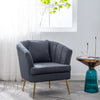 Velvet Armchair Oyster Wing Back Tub Chair Accent Leisure Sofa Seat Metal Legs
