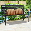 Metal Garden Bench Slatted 2 Seater Yard Patio Park Chair Seat Outdoor Furniture