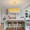 Modern Crystal Chandeliers 3-Tier K9 Oval Crystal Chandeliers Light Fixture Rect