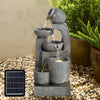 Solar Power LED Water Bowl Outdoor Garden Cascading Water Feature Fountain