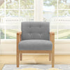 Scandi Solid Wooden Frame Chair Wicker Armchair Tub Sofa Fabric Upholstered Seat