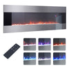 50 60in Electric Fireplace Wall Mounted LED Fire Flame 6 Colors Wall Grey Glass