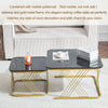 Set of 2 Fuax Marble Nesting Coffee Table Square Side End Tables with Metal Legs