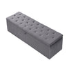 Ottoman Storage Box Chesterfield Velvet Fabric Toy Box Bench Footstool 135x41cm
