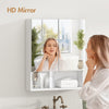 Smilesun Wall-Mounted Bathroom Cabinet w/2 Mirror Doors&Shelves 50x13x60cm White