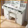 Dressing Table with 3 Drawers LED Mirror Stool Set Makeup Desk Vanity Table
