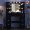 Dressing Table With Led Mirror 7 Drawers Makeup Desk Vanity Table Lights Black