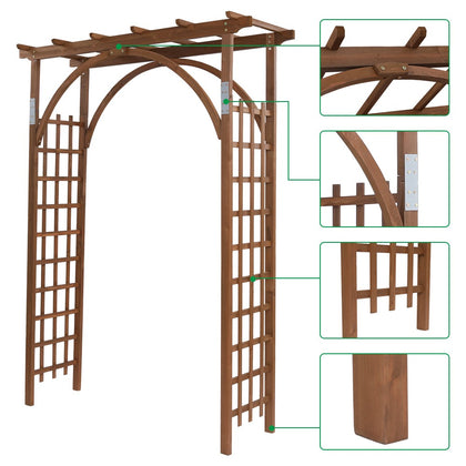 160x60x215cm Wooden Garden Trellis Arbor Pergola Arch for Climbing Plants-Brown