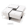 Modern Coffee Table With 4 Hidden Drawers Wooden Living Room Furniture, White