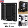 Portable Fabric Canvas Wardrobe Clothes Hanging Rail Shelves Storage Cupboard UK