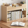 Wooden Bookshelf Rack Desk Filing Holder Organizer Rack Tabletop Bookcase Holder