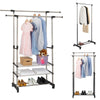 ADJUSTABLE MOBILE CLOTHES COAT GARMENT HANGING RAIL RACK STORAGE STAND ON WHEEL