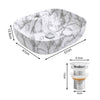 Marble Effect Ceramic Rectangle Counter Top Wash Basin Bowl Bathroom Vessel Sink
