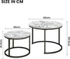 Round Nesting Coffee Table Set - Stackable Wooden Nest of Tables for Living Room