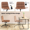 Criss Cross Chair PU Leather Upholstered Legged Office Chair w/ Wheels (Brown)