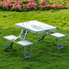 4 Seater Aluminum Portable Folding Camping Picnic Table &Chairs Stools Set Party