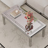 Rectangular Silver Mirrored Coffee Table gular Mirrored w/Crystal Diamonds Inlay