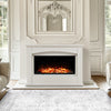 Freestanding LED Log Fireplace with Mantel Electric Fire in White Surround Suite