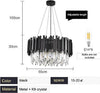 Glass Crystal Chandelier Black Flush Mount Ceiling Light Fixture for Dining Room