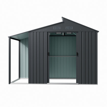 10x6FT Outdoor Garden Metal Storage Shed House w/Open Sheds for Tools Bike
