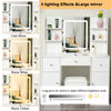 White Modern Dressing Table with LED Lights Mirror Vanity Make up Desk Stool Set